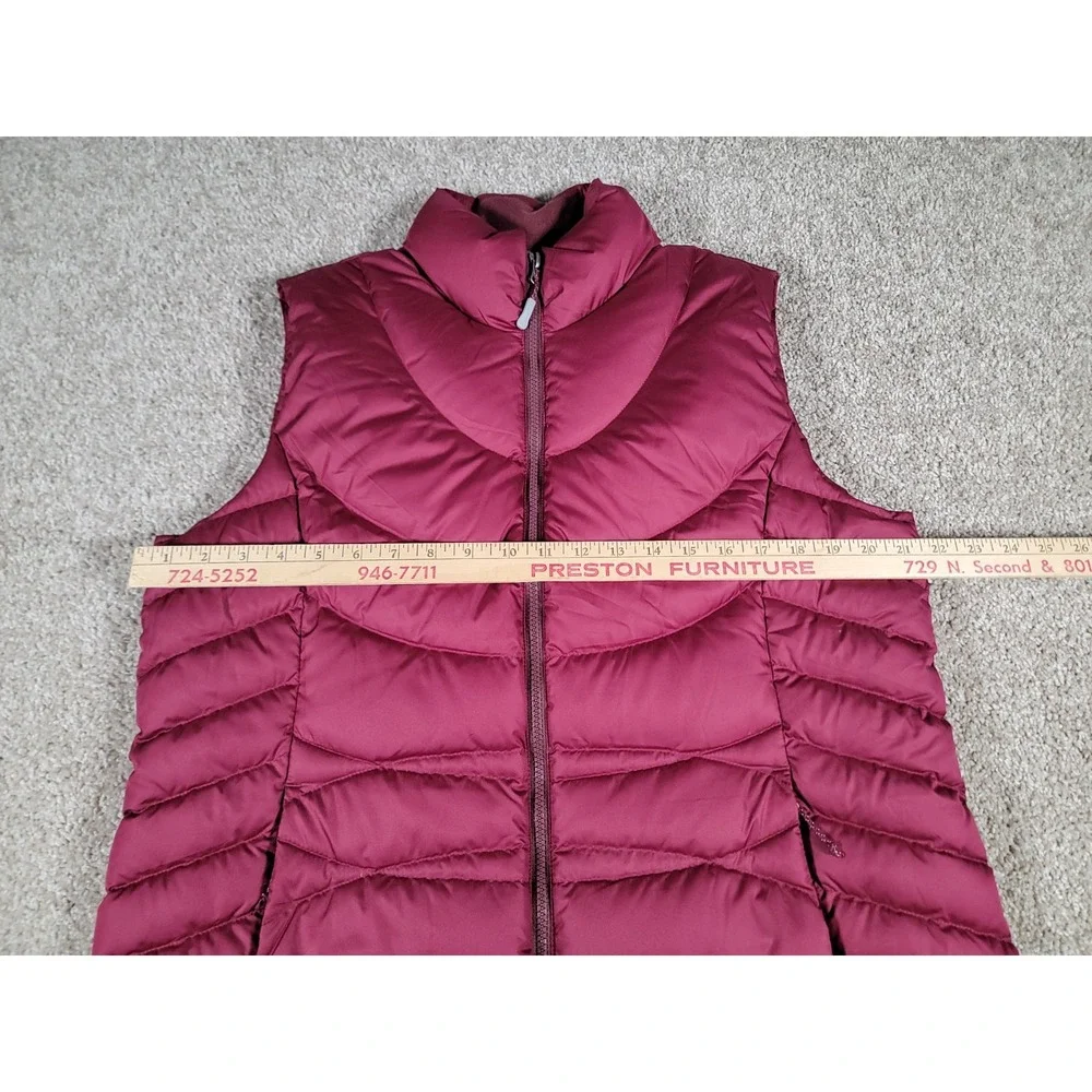 Eddie Bauer EB 650 Vest Womens XL Burgundy Down Filled Puffer Full Zip Pockets